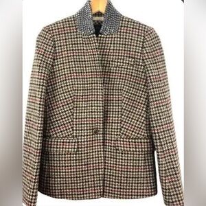 J. Crew Houndstooth Blazer with Pink Accents